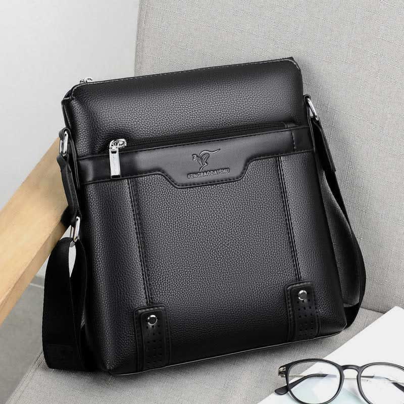 Small Leather Messenger Bag for Men Casual Business Handbag Crossbody Purse