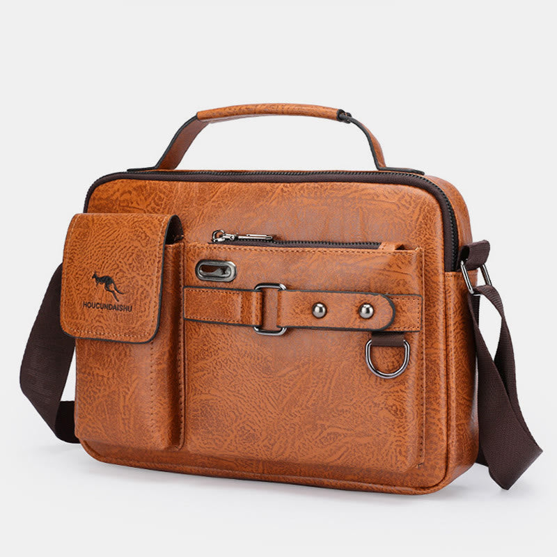 Classic Messenger Bag For Men Business Leather Crossbody Satchel Purse