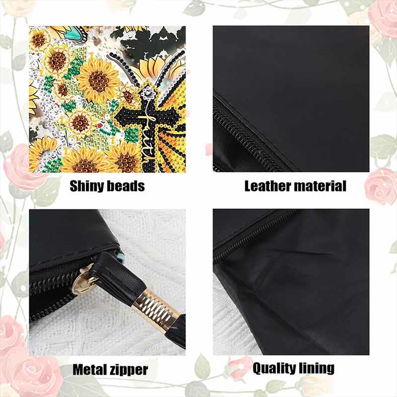 Butterfly and Sunflower Diamond Wristlet Clutch DIY Diamond Art Painting Purses