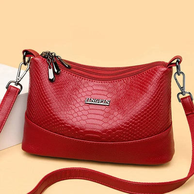 Triple Compartment Crossbody Bag for Women Vegan Leather Bucket Bag