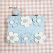 Wool Felt Small Wallet Cute Floral Coin Purse For Shopping