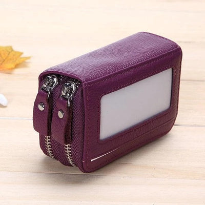 11 Card Slots RFID Genuine Leather Card Holder Purse