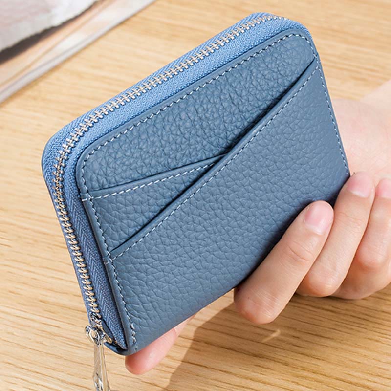 RFID Blocking Zip Around Wallet Small Card Holder Coin Purse Change Pouch