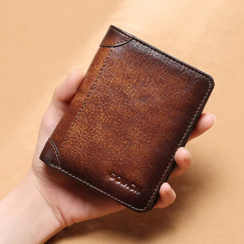 Genuine Leather RFID Multi-Card Bifold Wallet