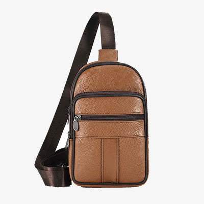 Genuine Leather Sling Bag Crossbody Chest Bag Men Outdoor Casual Travel Purses