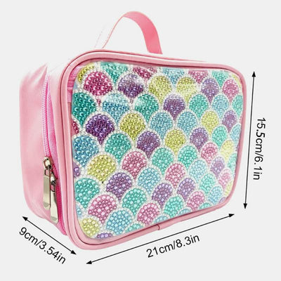 DIY Diamond Cosmetic Bag Fish Scale Pattern Rainbow Makeup Bag Purses