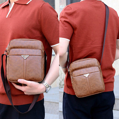 Small Crossbody Purse for Men Retro Vegan Leather Messenger Pack Bag