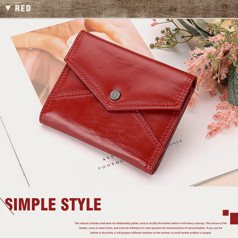 RFID Wallet For Women Envelope Style Genuine Leather Shopping Purse