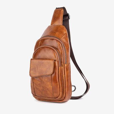 <Shipped within 24 hours> Genuine Leather Sling Backpack Shoulder Bag