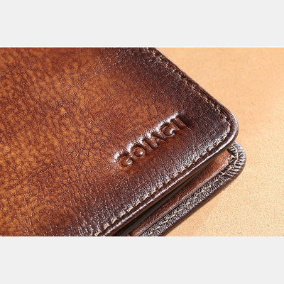 Genuine Leather RFID Multi-Card Bifold Wallet