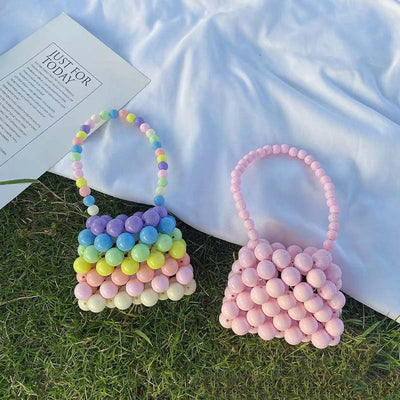 Mini Beaded Braided Bag For Girls Cute Crossbody Handbag