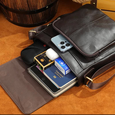 Men's Shoulder Bag Genuine Leather Small Messenger Bag Crossbody Bag