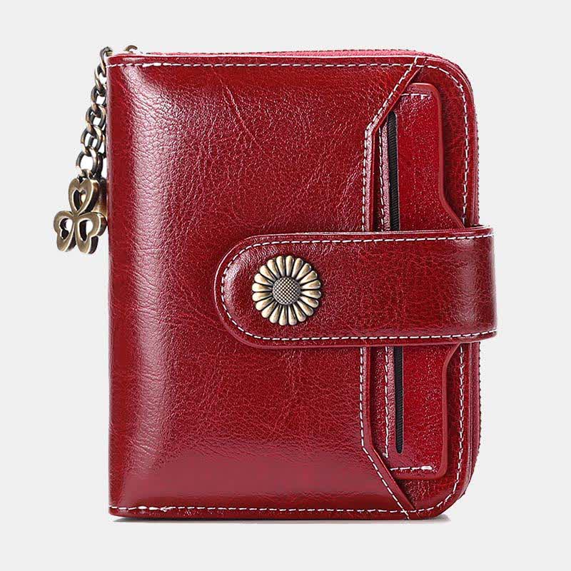 RFID Blocking Compact Bifold Leather Wallet with Detachable Card Holder