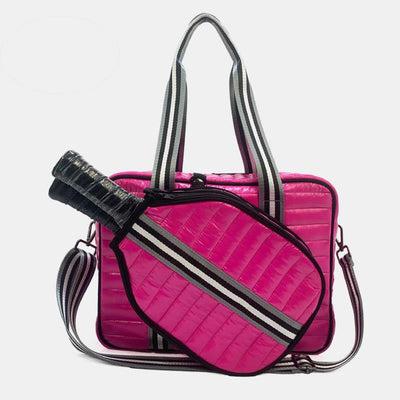 Pickleball Racket Bag For Sports Down Cotton Striped Crossbody Bag