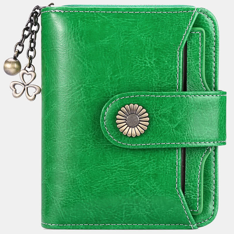 RFID Blocking Compact Bifold Leather Wallet with Detachable Card Holder