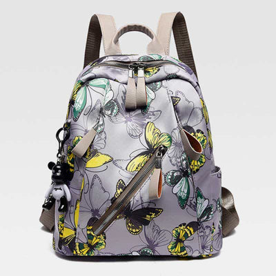 Women Waterproof Oxford Backpack Fashion Butterfly Print Light Travel Backpacks