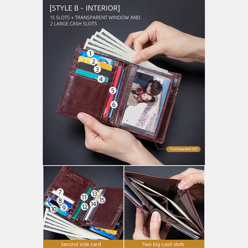 RFID Blocking Vintage Multi-slot Embossing Card Holder Wallet