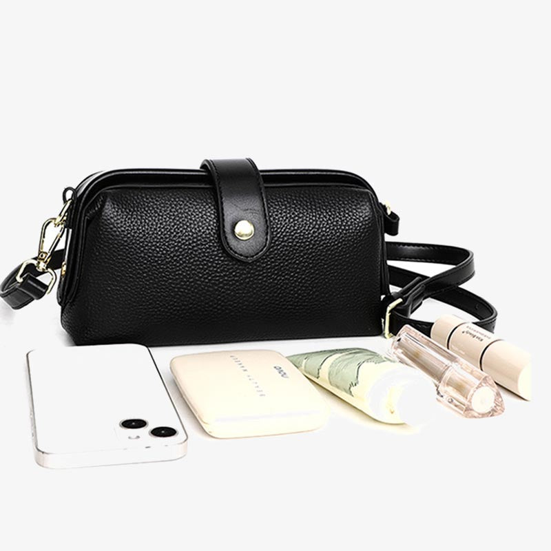 Horizontal Crossbody Bag Genuine Leather Elegant Purse For Commuter