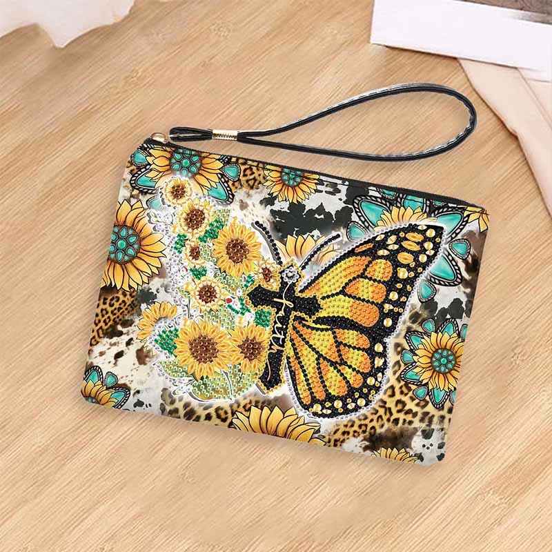 Butterfly and Sunflower Diamond Wristlet Clutch DIY Diamond Art Painting Purses