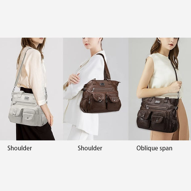 Women Large Underarm Tote Multiple Pockets Two Use Crossbody Bag