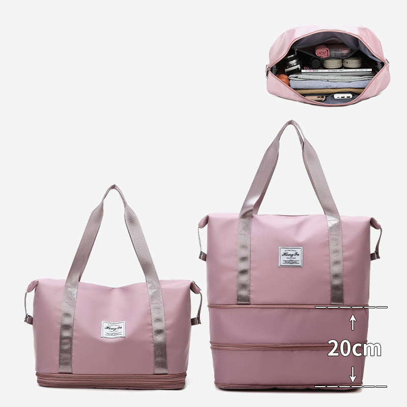 Women Double Expansion Travel Bag Large Lightweight Oxford Duffel Bag