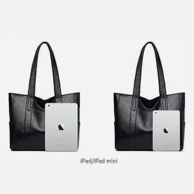 Large Capacity Tote Soft Leather Shoulder Handbag For Women