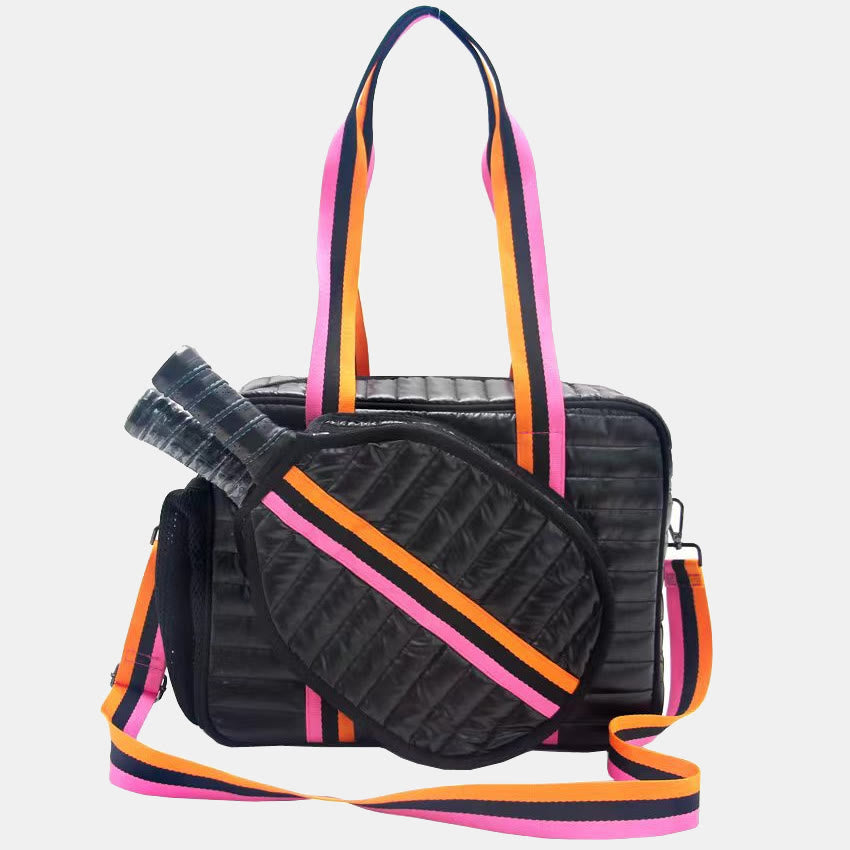 Pickleball Racket Bag For Sports Down Cotton Striped Crossbody Bag