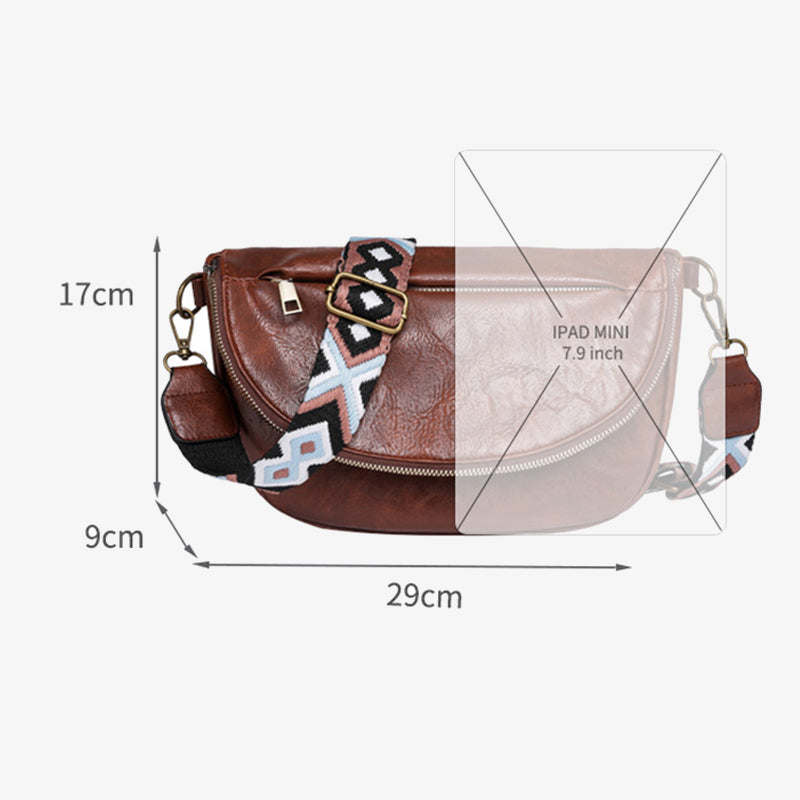 Retro Crossbody Bag For Women Bohemia Wide Strap Underarm Bag