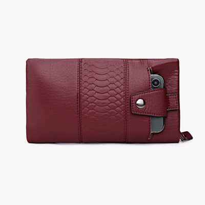 Plain Color Phone Bag Large Capacity Leather Wallet For Women