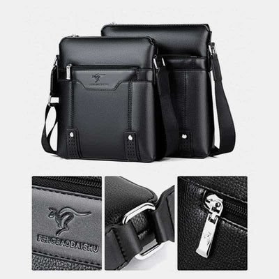 Small Leather Messenger Bag for Men Casual Business Handbag Crossbody Purse