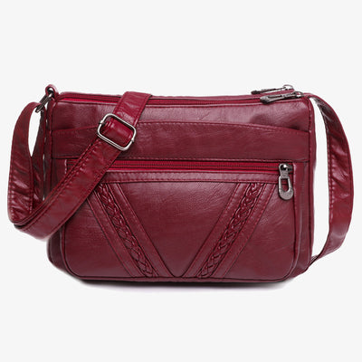 Multi-Compartment Crossbody Bag For Women Faux Leather Soft Purse