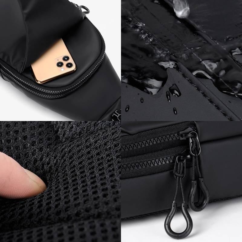 Multipurpose Waterproof Sling Bag Chest Bag for Men with USB Charger