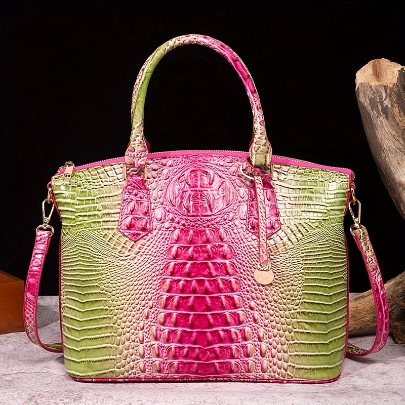 Crocodile Pattern Tote For Women Daily Mixed Color Crossbody Bag