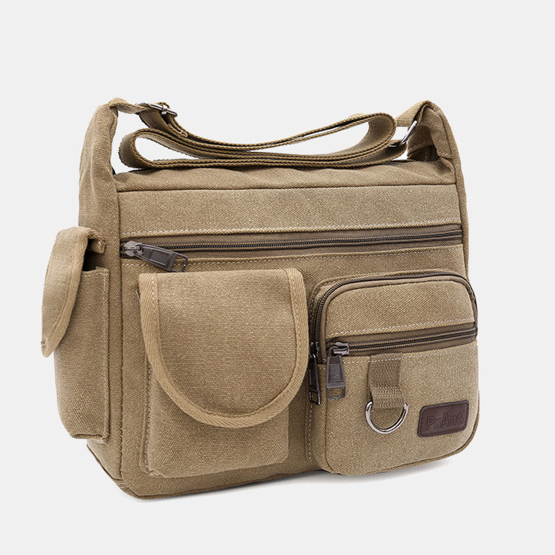 <Shipped within 24 hours> Canvas Multi-Pocket Crossbody Bag