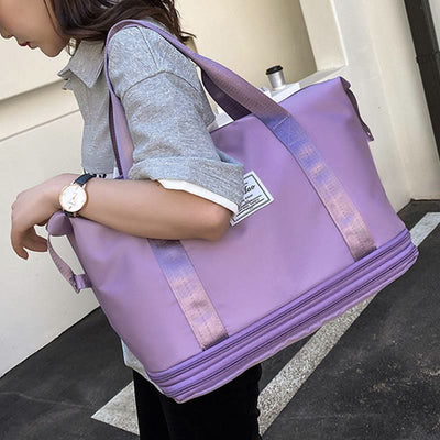 Women Double Expansion Travel Bag Large Lightweight Oxford Duffel Bag