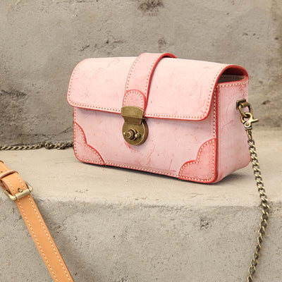 Genuine Leather Chain Purse For Women Classic Crossbody Bag