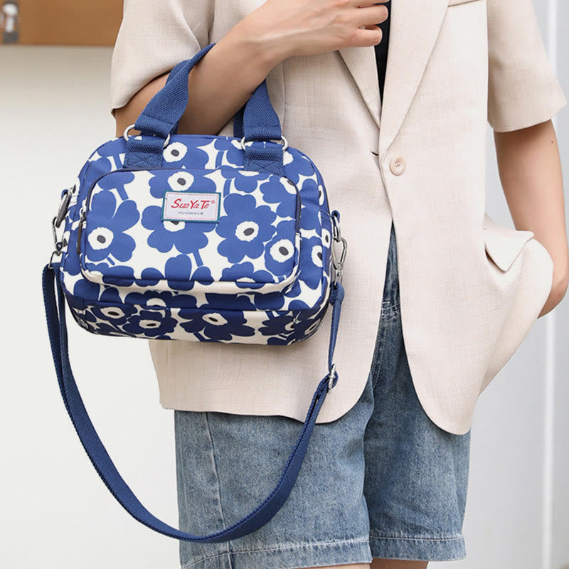 Nylon Crossbody Bag For Women Colorful Flower Printing Handbag