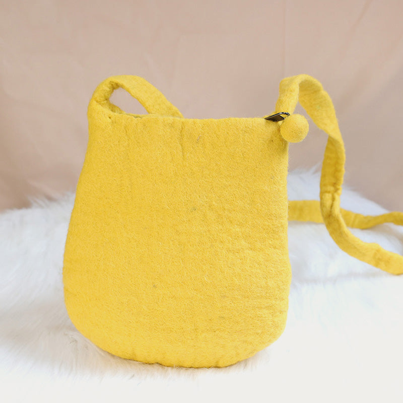 Handmade Bucket Bag For Women Wool Felt Crossbody Purse