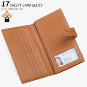 Checkbook Wallet For Women Minimalist Genuine Leather Wrist Bag