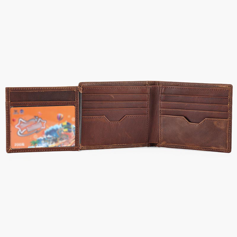 Horizontal Leather Wallet For Men RFID Multi Card Purse