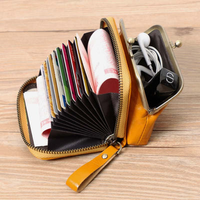 Retro Card Case Coin Purse Wallet Mini Handbag Zipper for Women