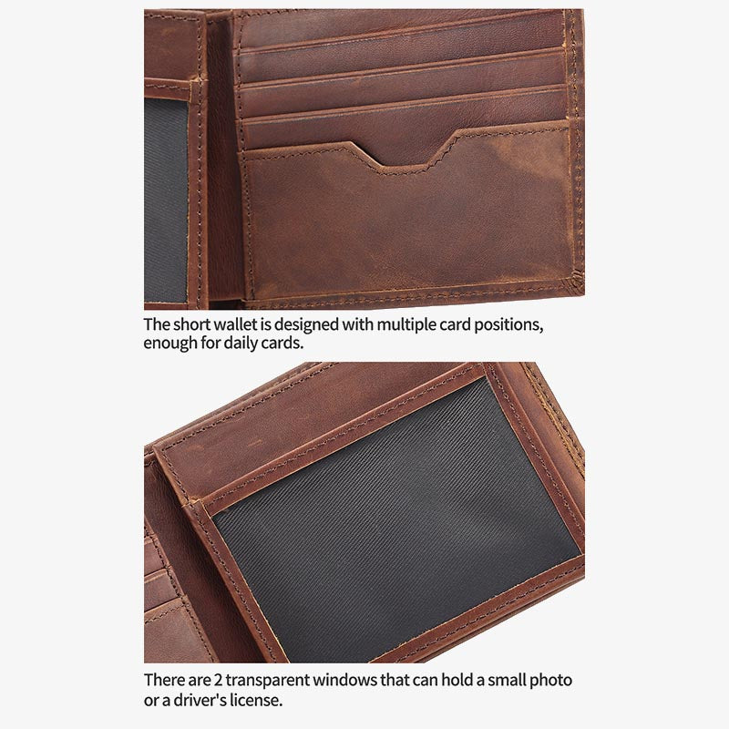 Horizontal Leather Wallet For Men RFID Multi Card Purse