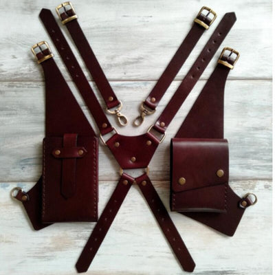 <Shipped within 24 hours> Retro Leather Shoulder Holster for Daily Costume Parties