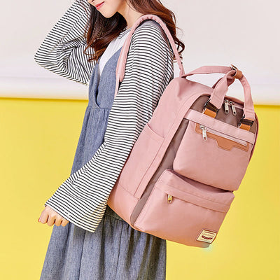 Multi-Pocket Color Block Fashion Patchwork Backpack