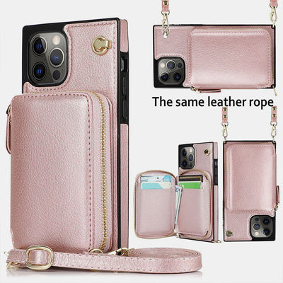 360° Edge Coverage Phone Case iPhone 16/15/14 Card Holder Crossbody Bag Wallet