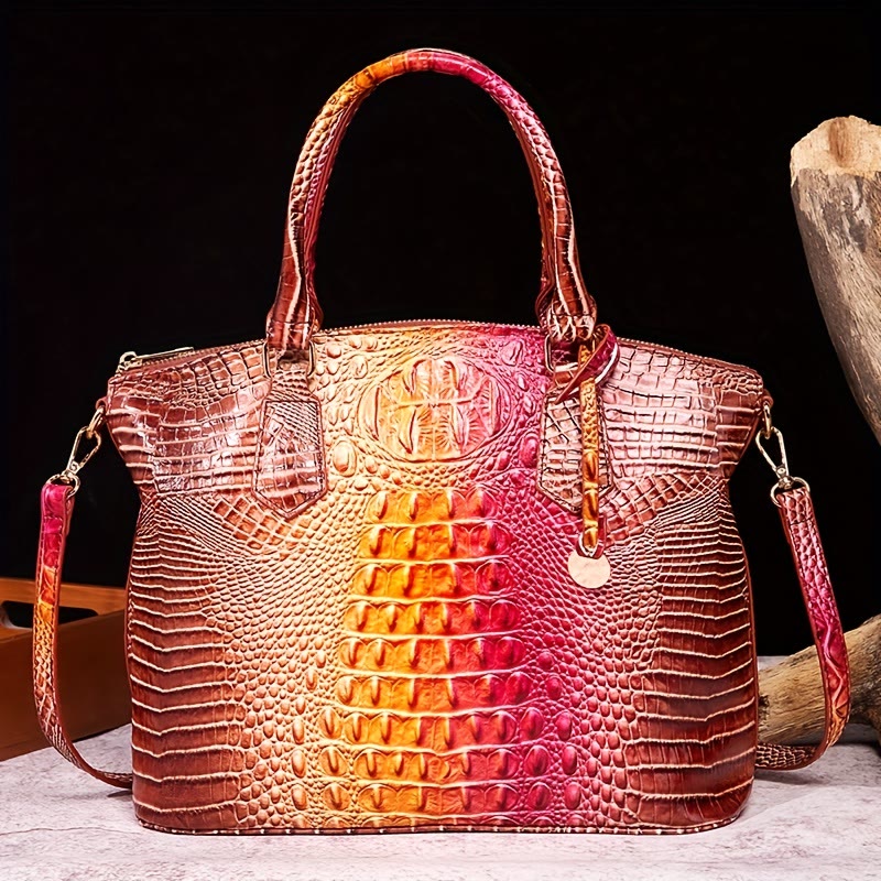 Crocodile Pattern Tote For Women Daily Mixed Color Crossbody Bag