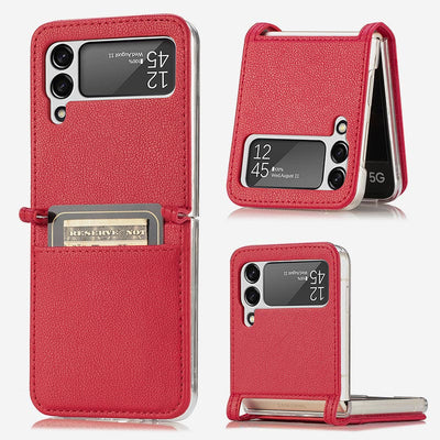 Samsung Galaxy Z Flip& Z Flip 5 6 Phone Case Leather Phone Bag with Card Holder