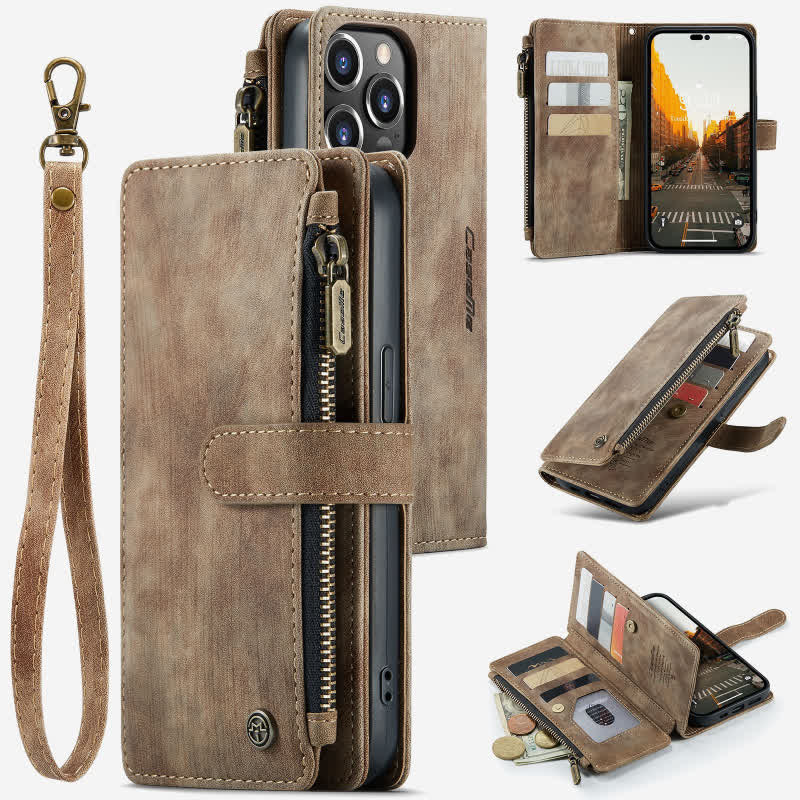 Retro Leather Phone Bag Wallet for iPhone Samsung with Coin Pocket