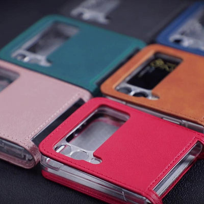 <Shipped within 24 hours> Samsung Z Flip 3 Leather Phone Case with Card Holder