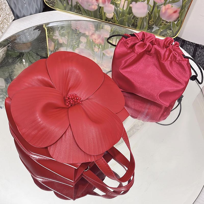 Petal Flower Handbag For Party Solid Color Evening Bag